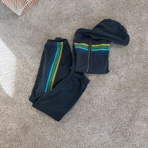 Aviator Nation Sweatsuit Charcoal with green stripes (size small for both items)
